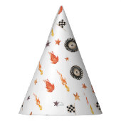 トラックチェッカーレースモダンウォーター色ホワイト パーティーハット (左)