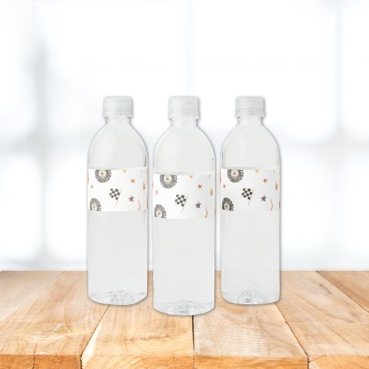 トラックチェッカーレースモダンウォーター色ホワイト ペットボトルラベル