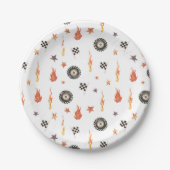 トラックチェッカーレースモダンウォーター色ホワイト ペーパープレート (正面)