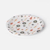 トラックチェッカーレースモダンウォーター色ホワイト ペーパープレート (アングル)