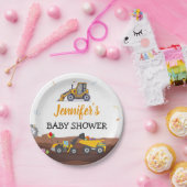 トラックディガーアンダー建築ベビー誕生日 ペーパープレート (パーティー)