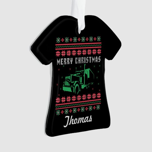 トラックドライバーの醜いクリスマスセーター オーナメント (正面)