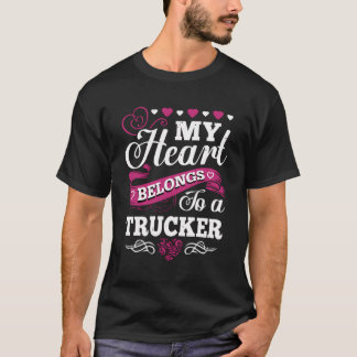 トラックドライバー妻ガールフレンド女性私のハートトラック Tシャツ