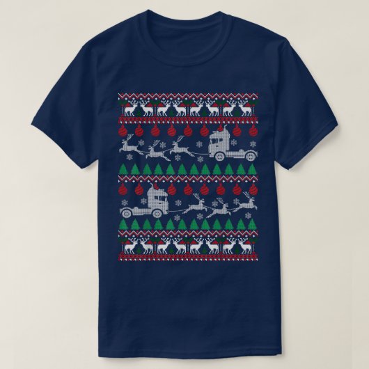 トラックドライバー醜いクリスマスセータートラッククリスマスC Tシャツ (デザイン正面)