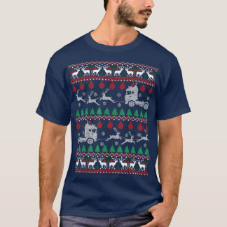 トラックドライバー醜いクリスマスセータートラッククリスマスC Tシャツ