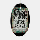 トラックドライバー – おもしろいヴィンテージレトロ セラミックオーナメント (右)