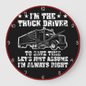 トラックドライバー：常に正しい時間 ラージ壁時計 (正面)