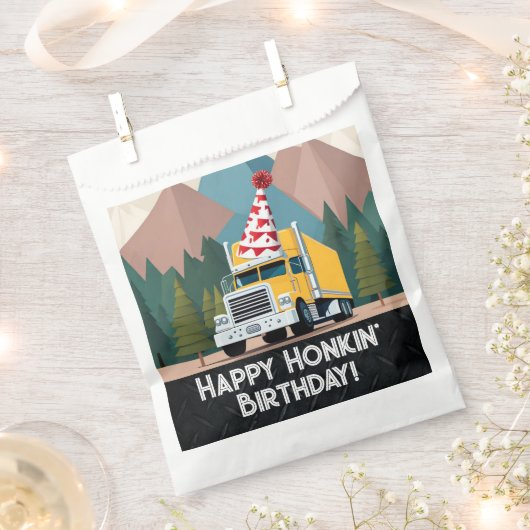 トラックハッピーバースデーパーティーおもしろい輸送 フェイバーバッグ (クリップ留めされた状態)