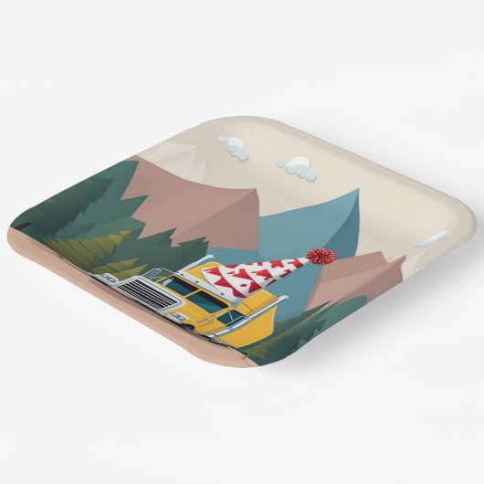 トラックハッピーバースデーパーティーおもしろい輸送 ペーパープレート (傾斜あり)