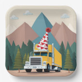 トラックハッピーバースデーパーティーおもしろい輸送 ペーパープレート (正面)