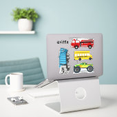 トラックバスボーイズネームテンプレート型シール シール (デスク上のノートパソコン)