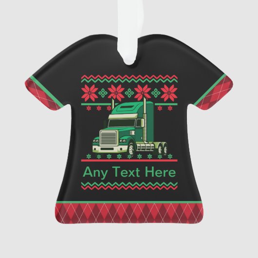 トラックパーソナライズされたカーのセミドライバー醜いクリスマス オーナメント (正面)