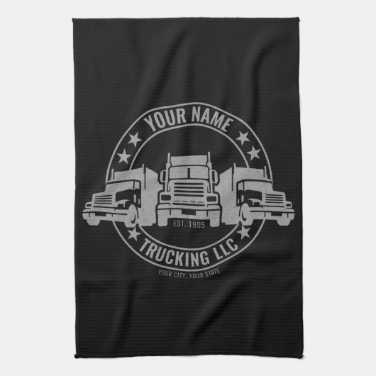 トラックパーソナライズされたカービッグリグセミトラックのトラック キッチンタオル (縦)