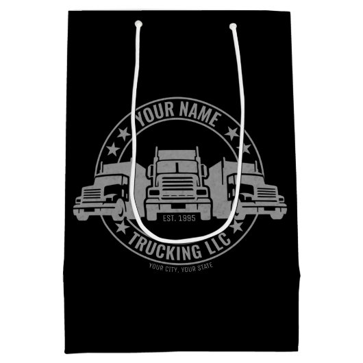 トラックパーソナライズされたカービッグリグセミトラックのトラック ミディアムペーパーバッグ (裏面)