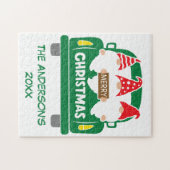 トラックパーソナライズされたレッドグリーンのクリスマス格言 ジグソーパズル (横)