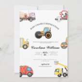 トラックベビー建築ベビーシャワー 招待状 (正面)