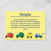 トラックボーイベビーシャワー建築かわいい エンクロージャーカード (正面)