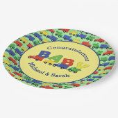 トラックボーイベビーシャワー建築かわいい ペーパープレート (アングル)