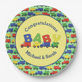 トラックボーイベビーシャワー建築かわいい ペーパープレート