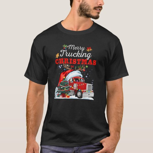 トラックメリーキングのクリスマストラッカー運転手の醜い Tシャツ (正面)