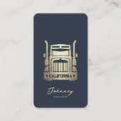 トラックモダンドライバーモノグラムエレガントブルー金ゴールド 名刺 (正面)