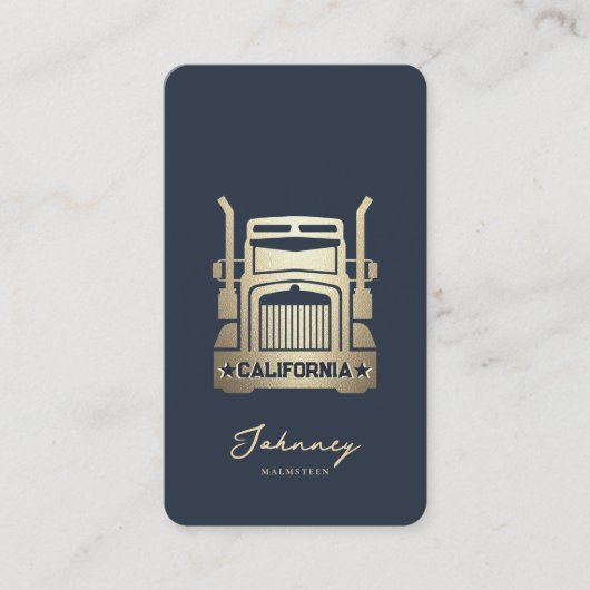 トラックモダンドライバーモノグラムエレガントブルー金ゴールド 名刺 (正面)