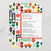 トラックモダンボーイベビーシャワー招待状 招待状 (正面/裏面)