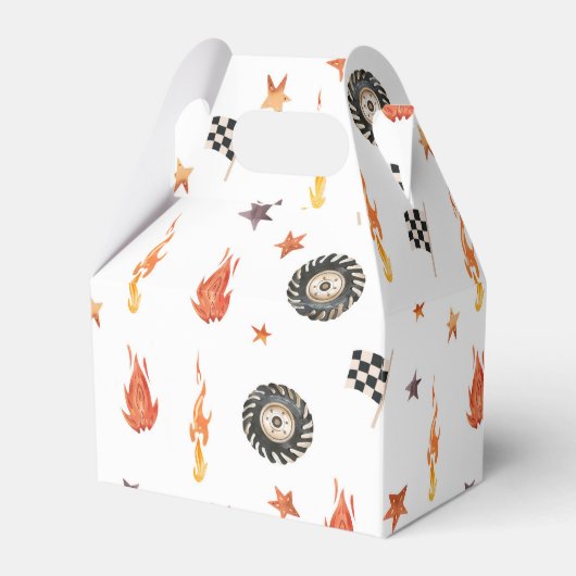 トラックモダンレーシングボーイズ誕生日水彩白 フェイバーボックス (正面サイド)