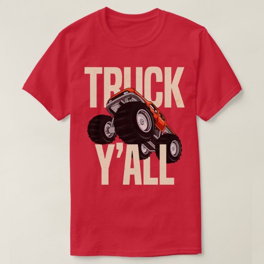 トラックモンスター4x4ピックアップトラックレッドネックカウボーイカウト tシャツ (デザイン正面)