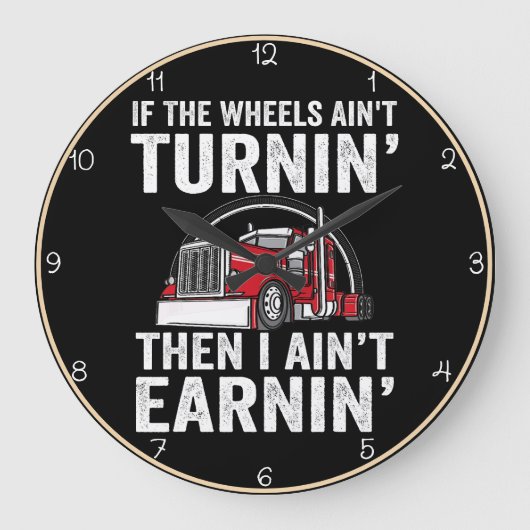 トラックユーモアのあるキングをテーマにしたやる気を起こさせる引用文 ラージ壁時計 (正面)