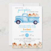 トラックリトルカンプキンブルーボーイ誕生日 招待状 (正面)