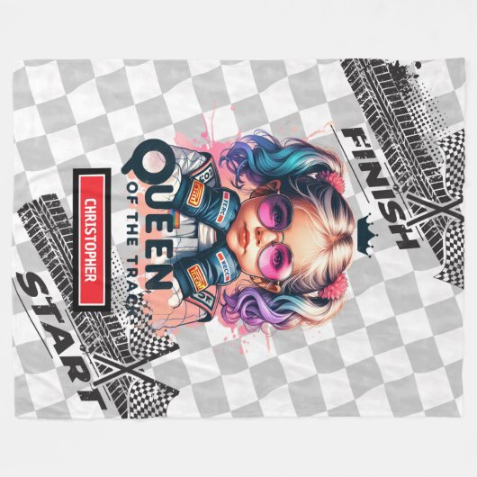 トラックレーシングスポーツカーのクイーン誕生日ギフト フリースブランケット (正面(横))