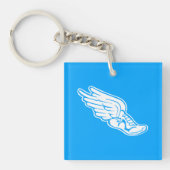 トラックロゴのアクリルのKeychainの青 キーホルダー (正面)