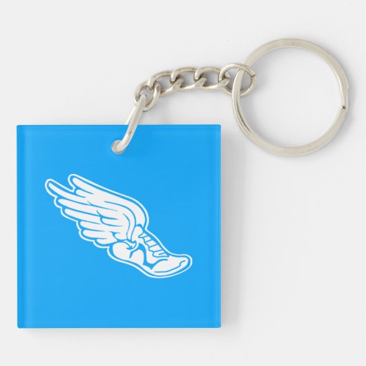 トラックロゴのアクリルのKeychainの青 キーホルダー (裏面)