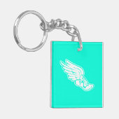 トラックロゴキーチェーン（名前付き）ターコイズ キーホルダー (正面左)