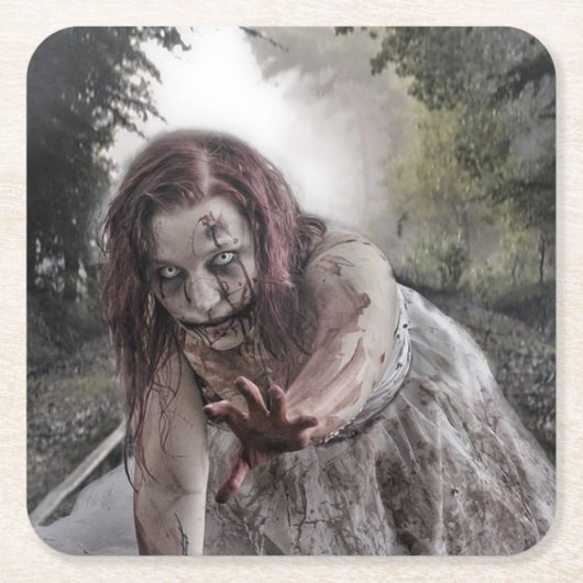 トラック上のゾンビ スクエアペーパーコースター (正面)