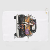 トラック付きハロウィーンハイランド牛 ゴルフタオル (横)