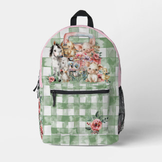 トラック付き農場動物バックパック プリントバックパック