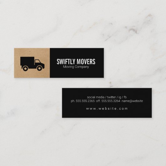 トラック企業の | 引越し業者 スキニー名刺 (正面/裏面)