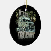 トラック保カーのトラックをトラックでトラックするトラックのトラック セラミックオーナメント (右)