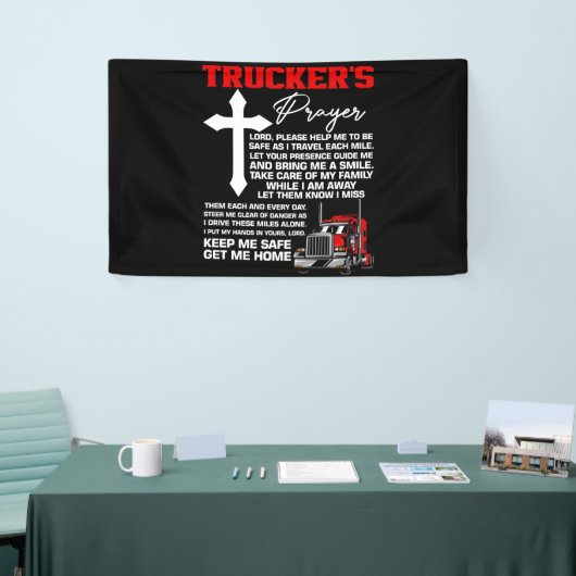 トラック保祈りの言葉私の安全なトラックドライバー 横断幕 (トレードショー)