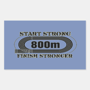 トラック分野800メートルの中距離のランナーのギフト 長方形シール