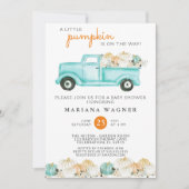 トラック小さなかぼちゃの赤男女兼用ちゃんシャワー 招待状 (正面)