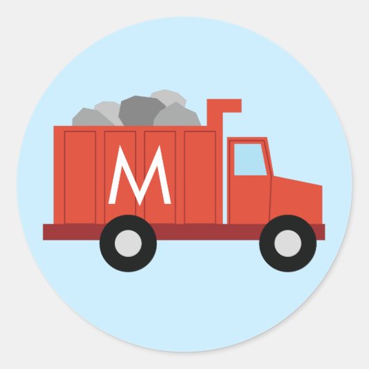 トラック少年かわいい子供の名前エンベロープシールステッカー ラウンドシール (正面)