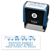 トラック少年のかわいい子供の差出人住所スタンプ セルフインキングスタンプ (インサイチュ)