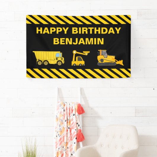 トラック建築誕生日パーティバナー 横断幕 (インサイチュ)