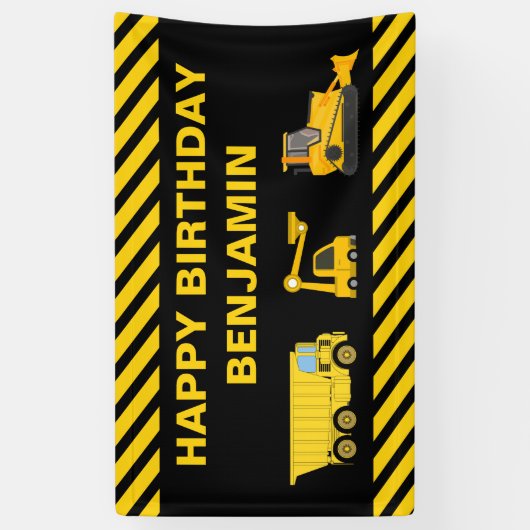 トラック建築誕生日パーティバナー 横断幕 (縦)