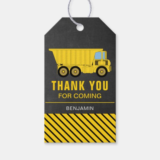 トラック建築誕生日パーティーのお願い ギフトタグ (正面)