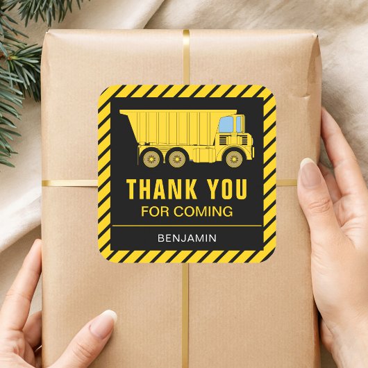 トラック建築誕生日パーティー好意ステッカー スクエアシール