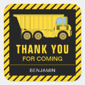 トラック建築誕生日パーティー好意ステッカー スクエアシール (正面)